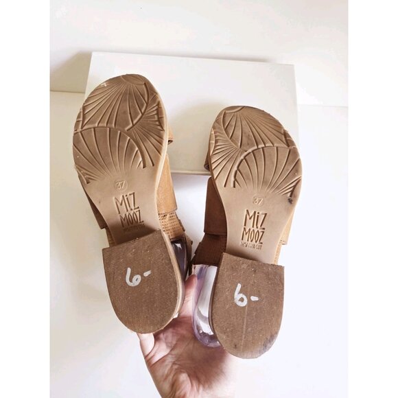 Miz Mooz Fiji Buckle Leather Strappy Criss Cross Open Peep Toe Sandals 37 6.5 7 - Picture 10 of 12